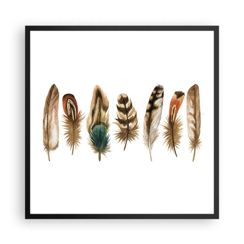 Plakat i sort ramme - Variation med fjer - 60x60 cm