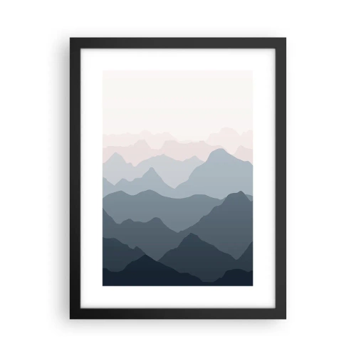 Plakat i sort ramme - Bølger af bjerge - 30x40 cm