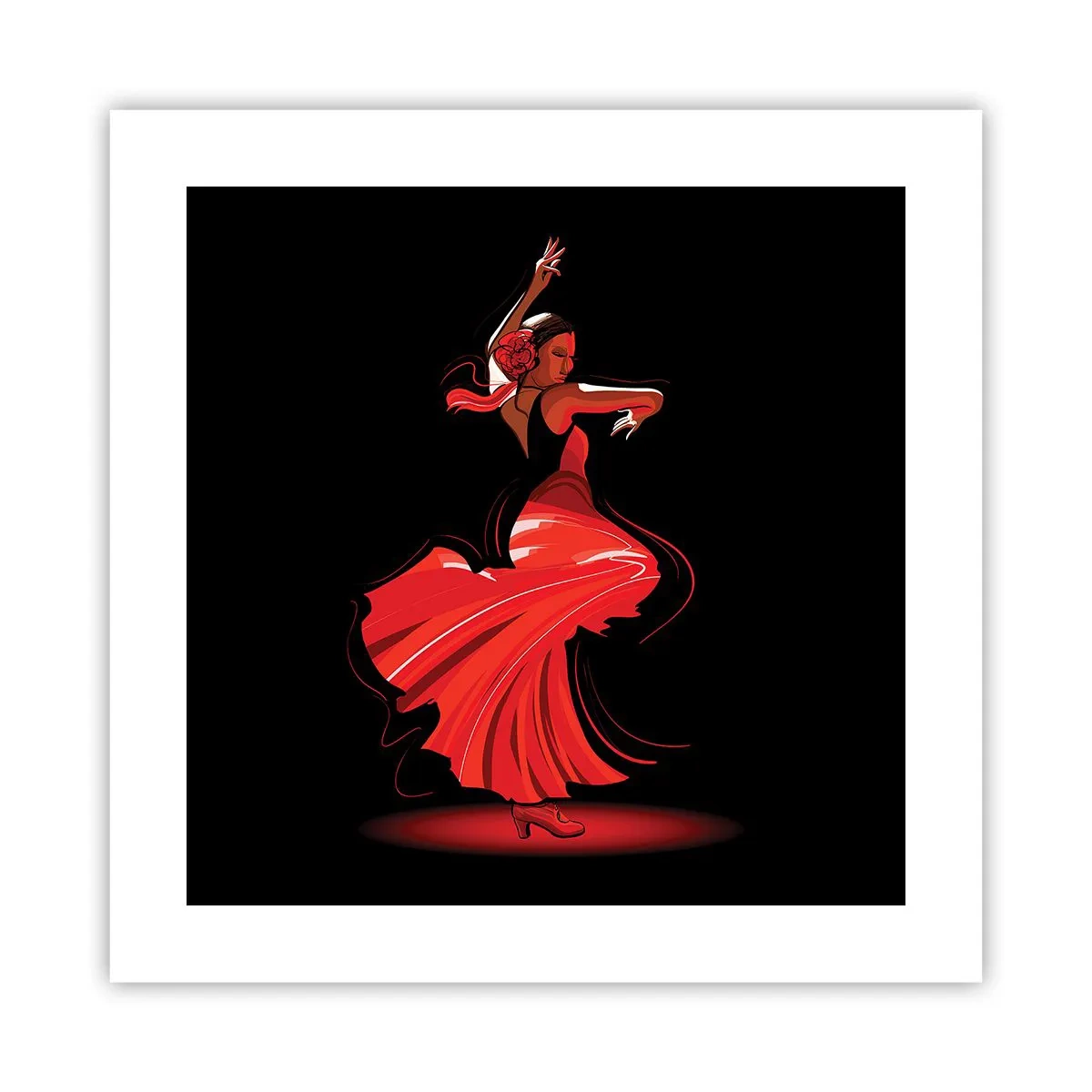 Plakat - Flamencoens brændende ånd - 40x40 cm