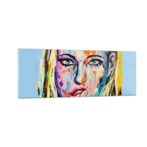 Billede på glas - Se hende lige i øjnene - 140x50 cm