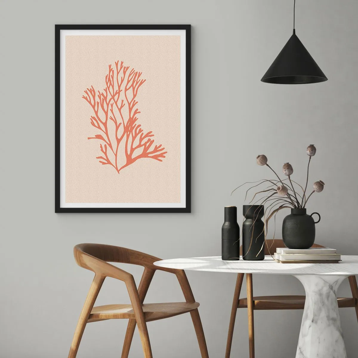 Plakat i sort ramme - Koral filigran - 40x50 cm