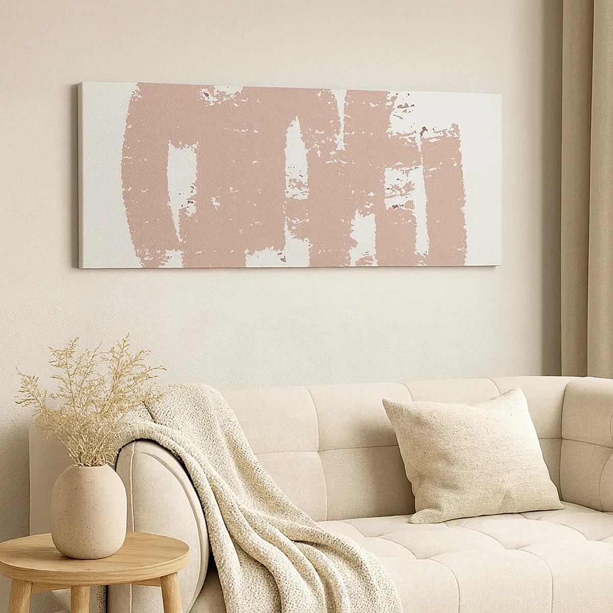 Lærredstryk - Billede på lærred - Abstraktion i sart rosa - 30x30 cm