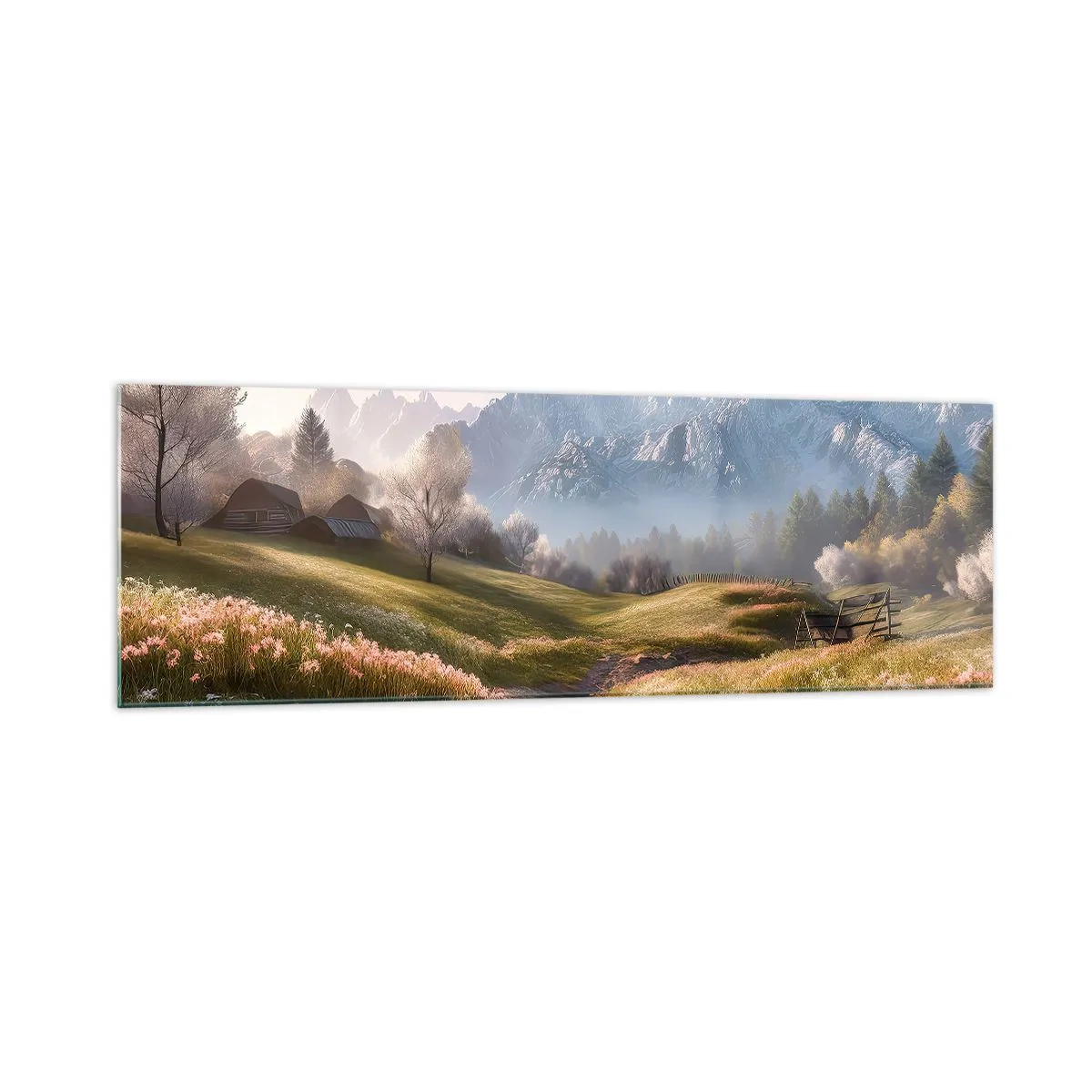 Billede på glas - Idyllisk dal - 160x50 cm