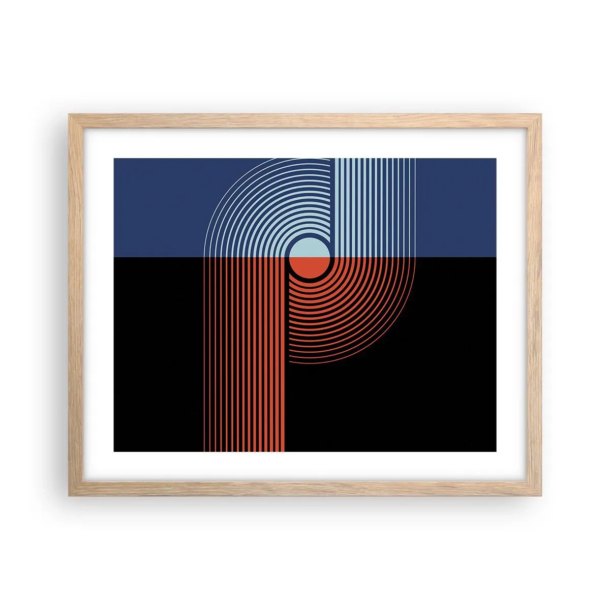 Plakat i ramme af lyst egetræ - I en geometrisk omfavnelse - 50x40 cm