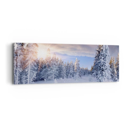 Lærredstryk - Billede på lærred - Et snedækket naturspektakel - 90x30 cm