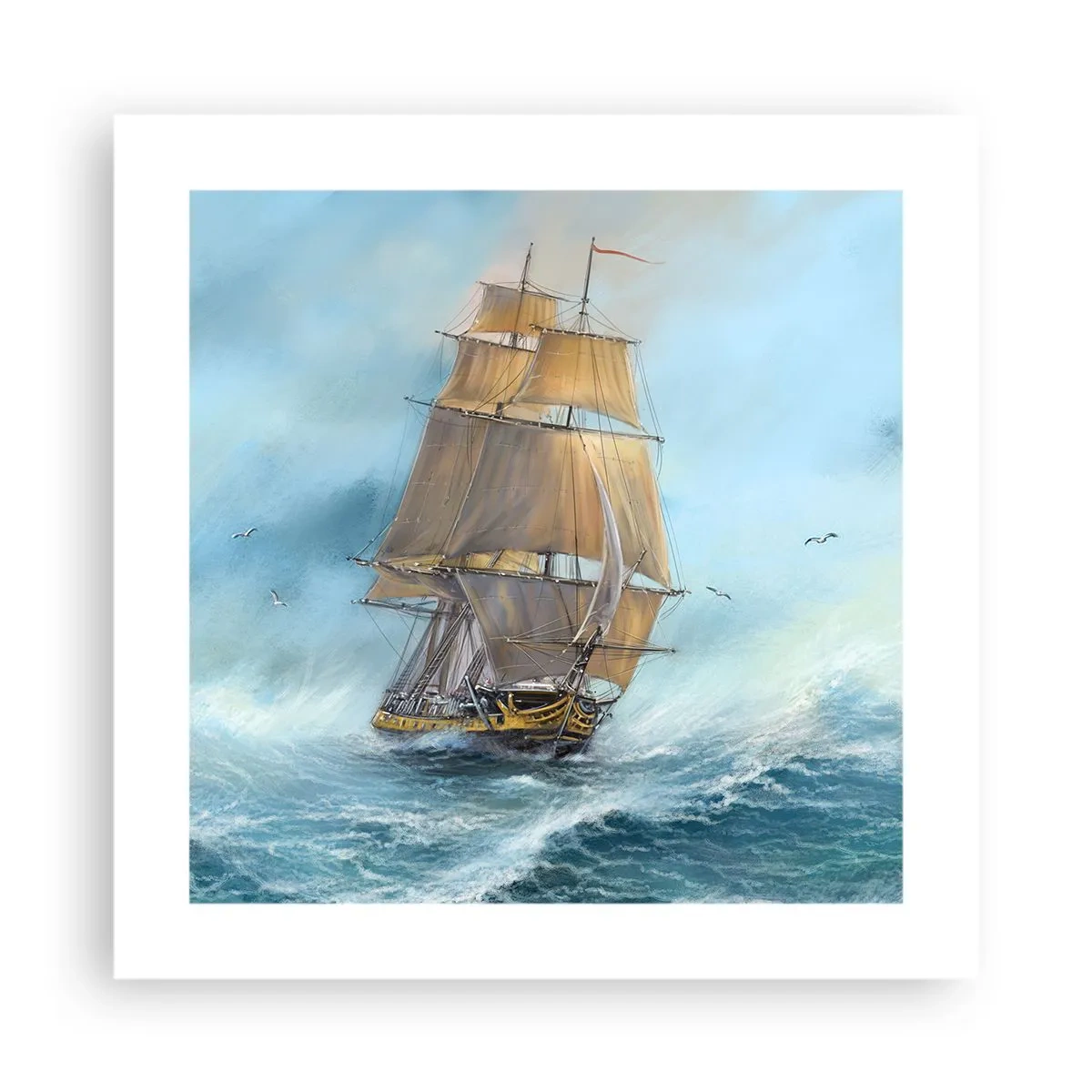 Plakat - Bølgende gennem bølgerne - 40x40 cm