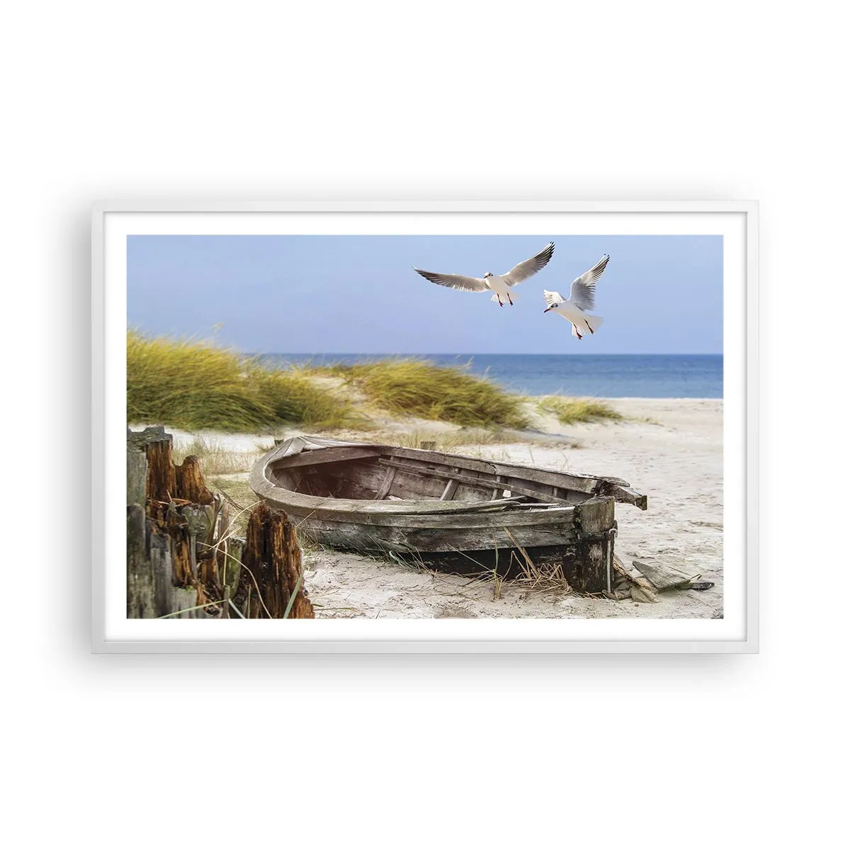 Plakat i hvid ramme - Badet i vinden - 91x61 cm