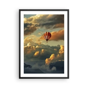 Plakat i sort ramme - En ballon blandt skyerne ved solnedgang - 50x70cm - Jeg går, fordi jeg vil - Moderne vægdekoration til stue og soveværelse ARTTOR