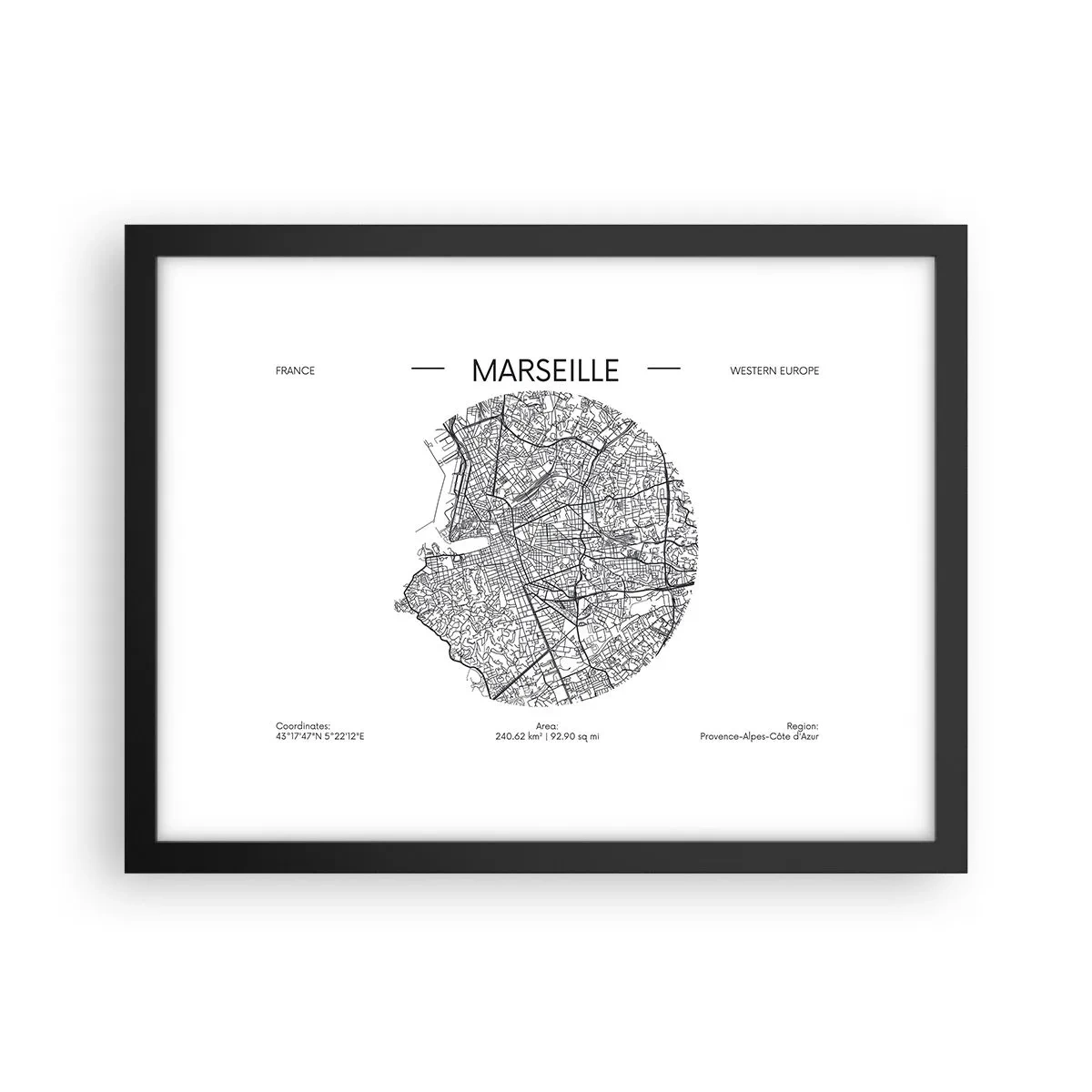 Plakat i sort ramme - Marseilles anatomi - 40x30 cm
