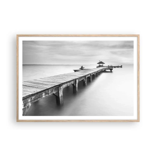 Plakat i ramme af lyst egetræ - Ind i det fjerne - 100x70 cm