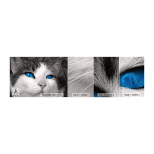 Prøve Fototapet Selvklæbende Deluxe Sticker - Usædvanlig blåøjet - Dyr, Kat, Blå øjne - 100x30 cm
