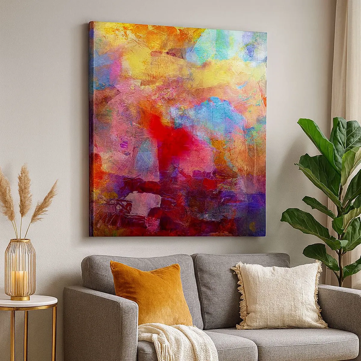 Lærredstryk - Billede på lærred - Et kig ind i regnbuen - 30x30 cm