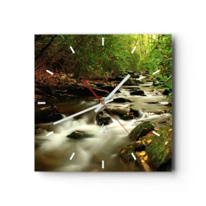 Vægur, Uret - Som flydende sølv - 40x40 cm