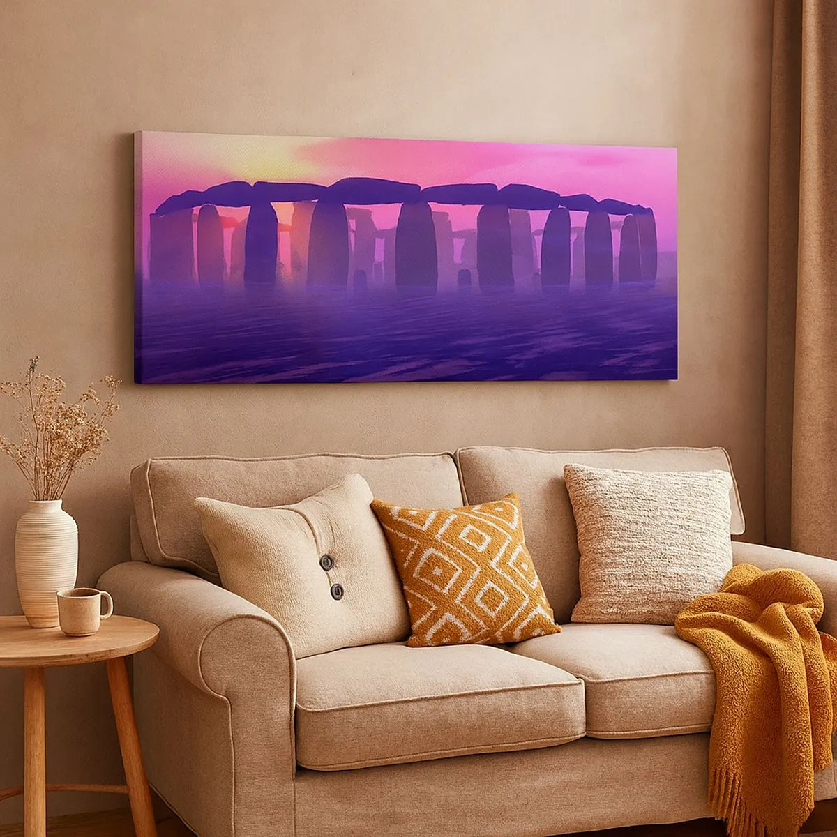 Lærredstryk - Billede på lærred - Mystik ved daggry i tågen - 100x40 cm