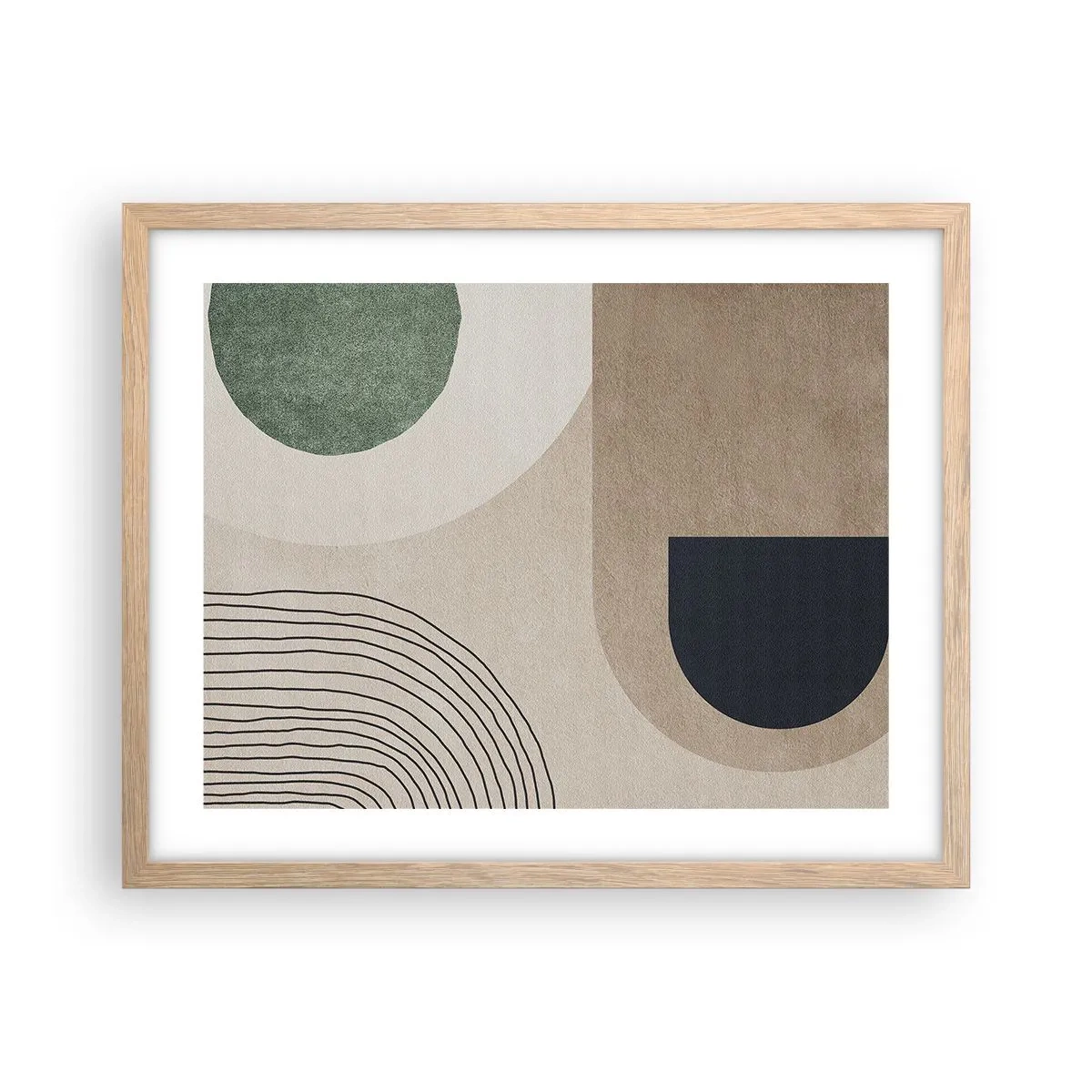 Plakat i ramme af lyst egetræ - Blidheden i en oval - 50x40 cm