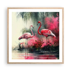 Plakat i ramme af lyst egetræ - En lektion i naturlig charme - 60x60 cm