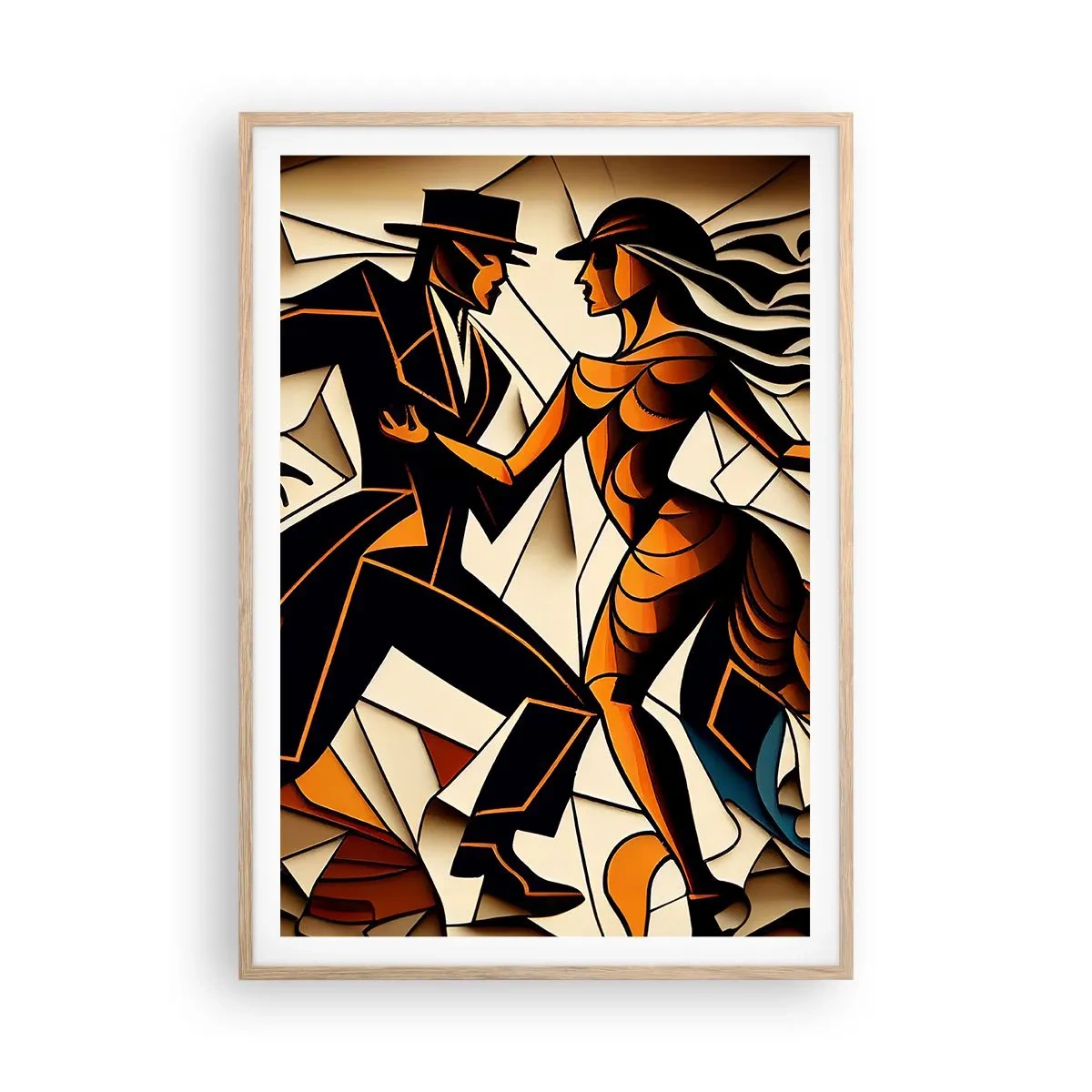 Plakat i ramme af lyst egetræ - Dans af lidenskab og passion - 70x100 cm