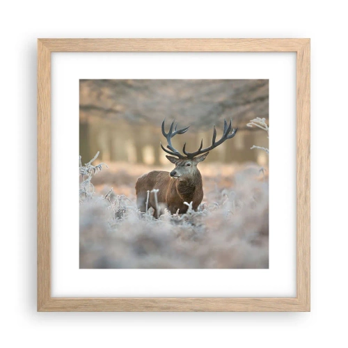 Plakat i ramme af lyst egetræ - En frisk morgen - 30x30 cm