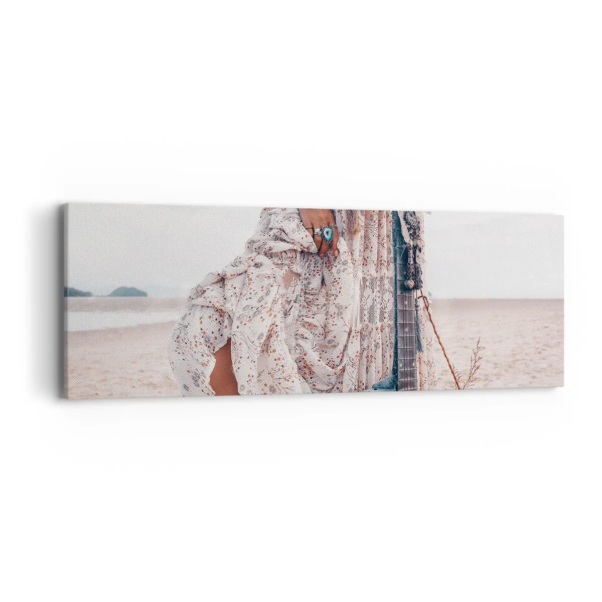 Lærredstryk - Billede på lærred - Børn blomster på vej - 90x30 cm