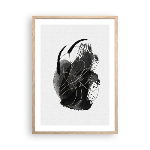 Plakat i ramme af lyst egetræ - Kom frem fra det sorte - 50x70 cm