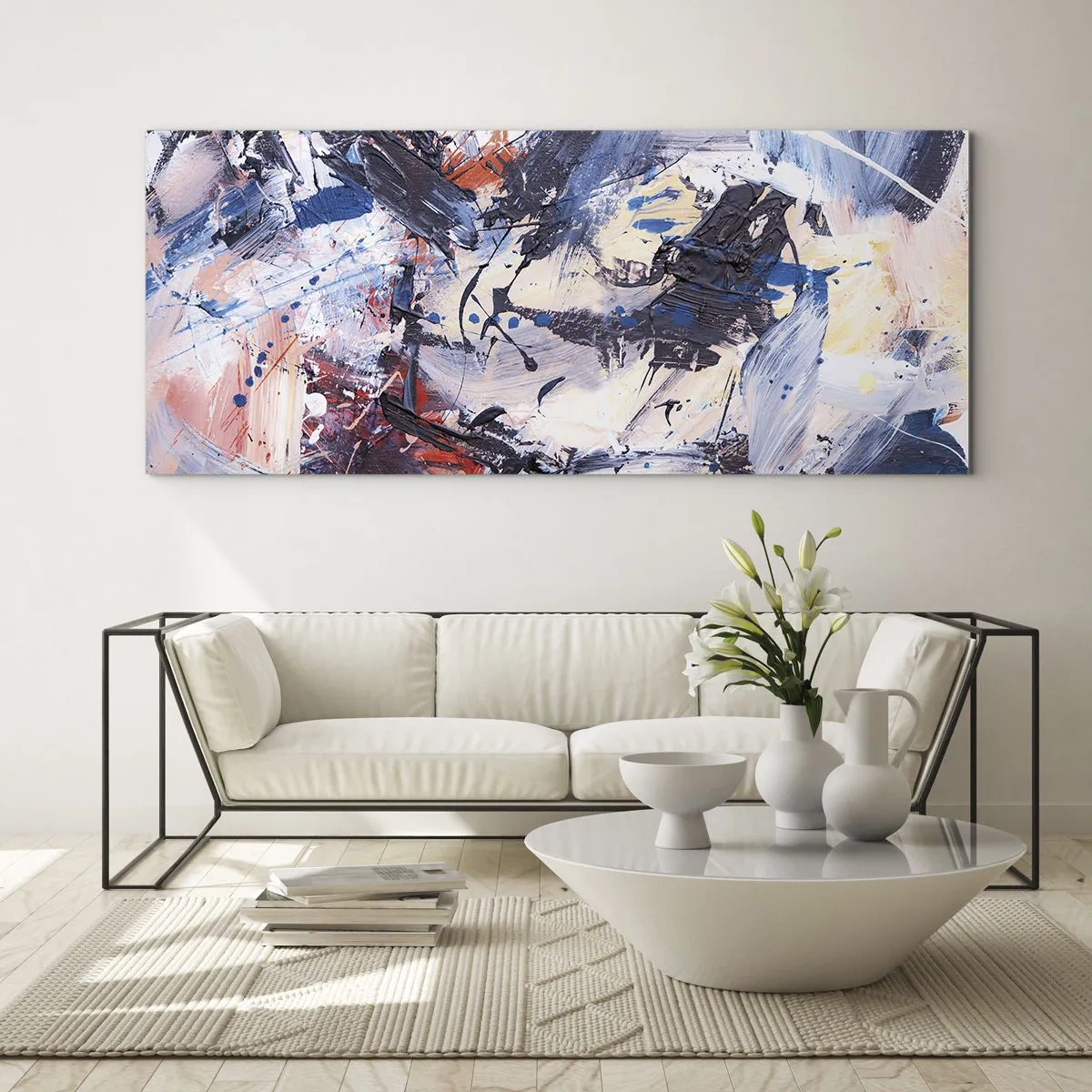 Billede på glas - Abstraktionens vanvittige dans - 100x40 cm
