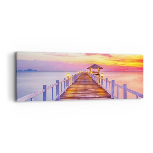 Lærredstryk - Billede på lærred - Lilagylden stilhed om aftenen - 90x30 cm