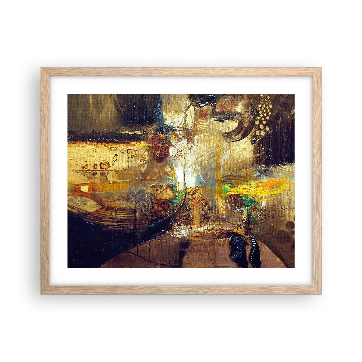 Plakat i ramme af lyst egetræ - Kold, varm, meget varm - 50x40 cm