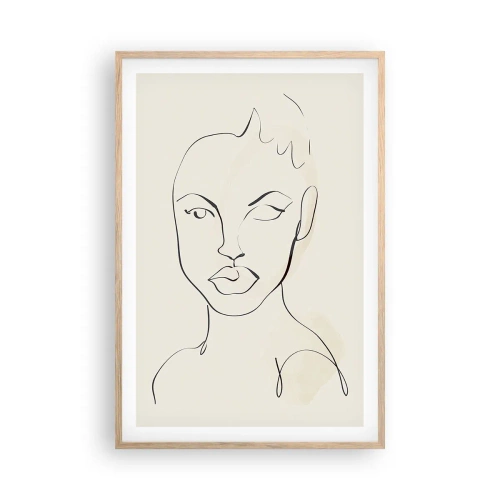 Plakat i ramme af lyst egetræ - Omrids af sensualitet - 61x91 cm