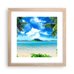 Plakat i ramme af lyst egetræ - Azur i troperne - 30x30 cm