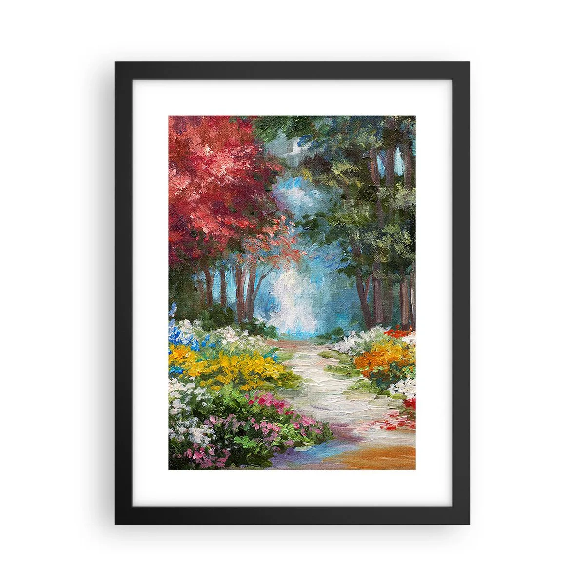 Plakat i sort ramme - Skovhave, blomsterskov - 30x40 cm