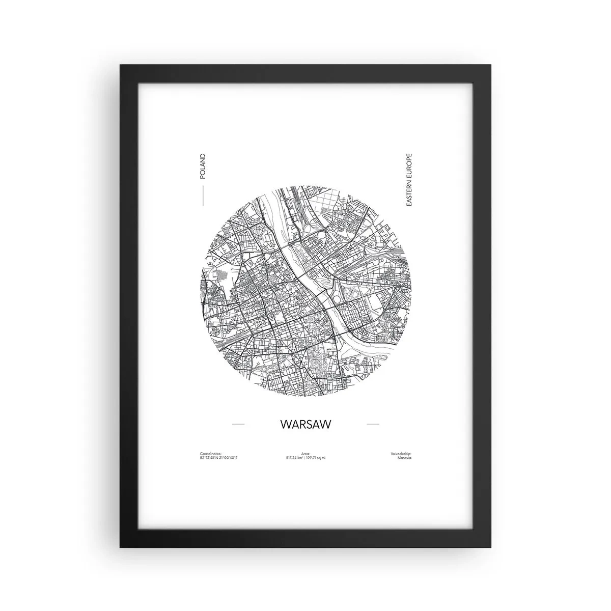 Plakat i sort ramme - Warszawas anatomi - 30x40 cm