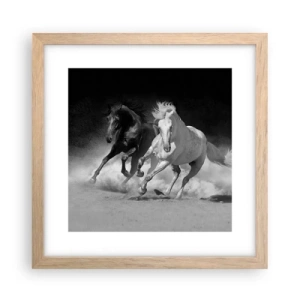 Plakat i ramme af lyst egetræ - Frihedens galop - 30x30 cm