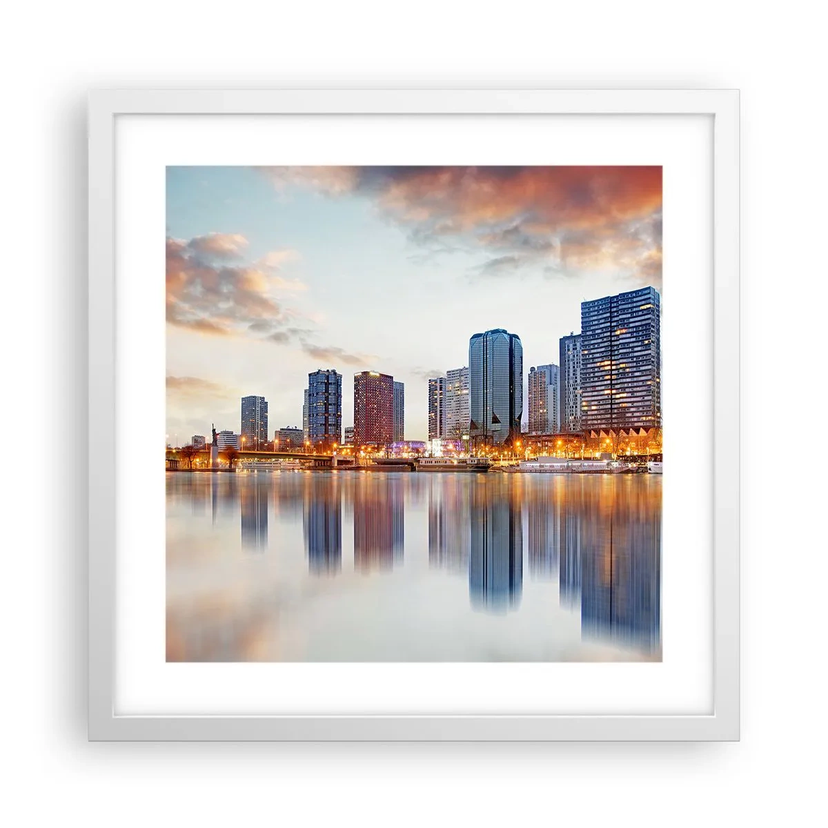 Plakat i hvid ramme - Den monumentale ro i Paris - 40x40 cm