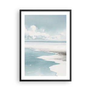 Plakat i sort ramme - Akvarel kystlandskab i pastelfarver - 50x70cm - Blidt tidevand - Moderne vægdekoration til stue og soveværelse ARTTOR