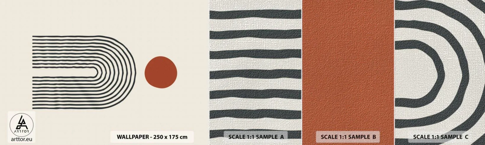 Prøve Fototapet Premium Canvas - Magnetisme af former og farver - Abstraktion, Grafik, Moderne mønster - 100x30 cm