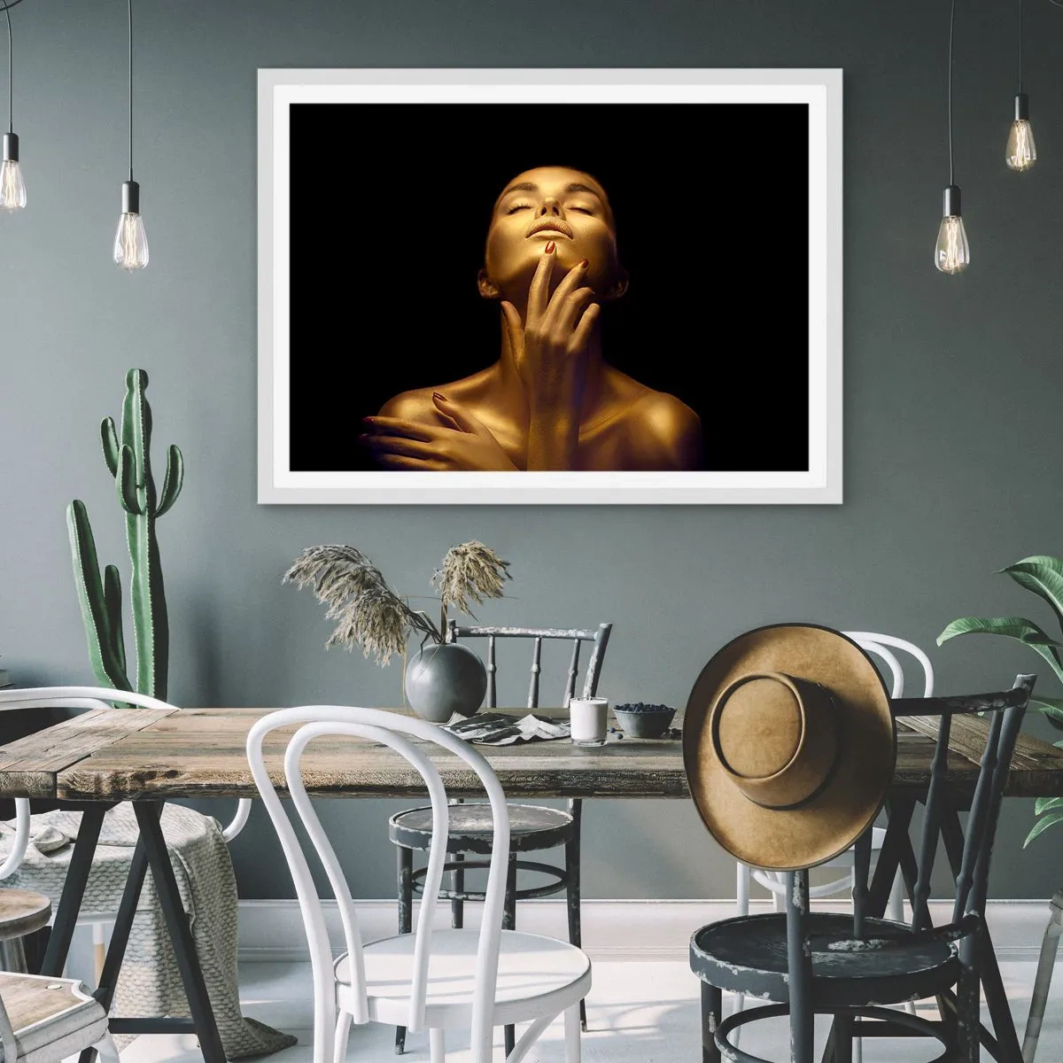 Plakat i hvid ramme - Som gylden silke - 50x40 cm
