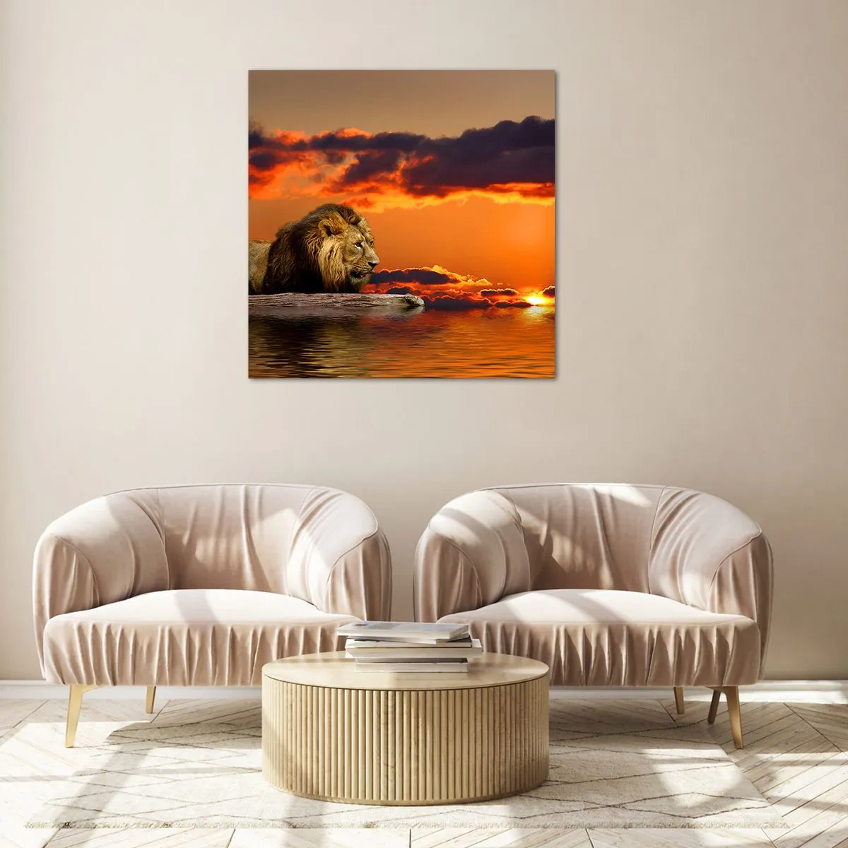 Billede på glas - Naturens konge - 70x70 cm