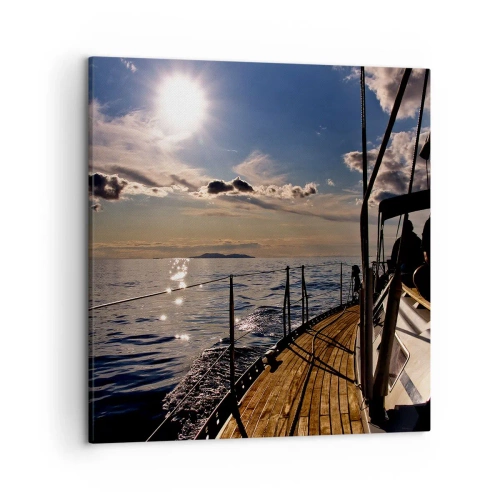 Lærredstryk - Billede på lærred - Under sejl mod solen - 50x50 cm