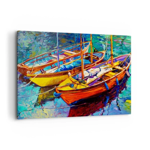 Lærredstryk - Billede på lærred - På vand, der er tykt af farve - 100x70 cm
