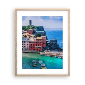 Plakat i ramme af lyst egetræ - Middelhavets magiske by - 40x50 cm