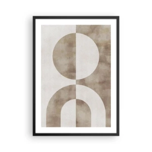 Plakat i sort ramme - Geometrisk abstraktion i varme beige nuancer - 50x70cm - Ligheder og forskelle - Moderne vægdekoration til stue og soveværelse ARTTOR