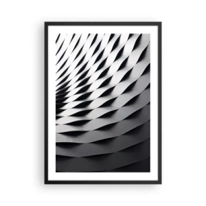 Plakat i sort ramme - Abstrakt fotografi af en struktur med et sort-hvidt mønster - 50x70cm - På bølgernes overflade - Moderne vægdekoration til stue og soveværelse ARTTOR