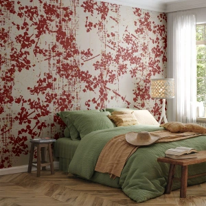 Fototapet Premium Sand - Som en gammel percale - Ældret, Mønster, Blomster - 100x70 cm