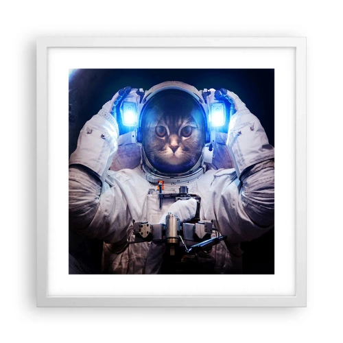 Plakat i hvid ramme - Houston, I har et problem - 40x40 cm