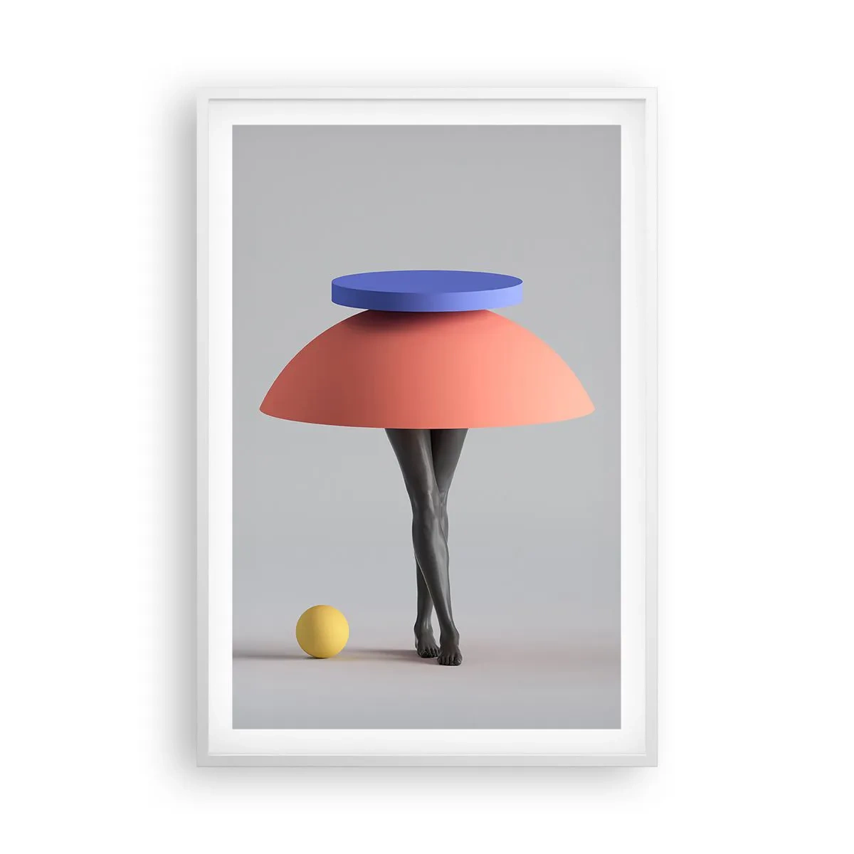 Plakat i hvid ramme - Surrealistisk komposition - 61x91 cm