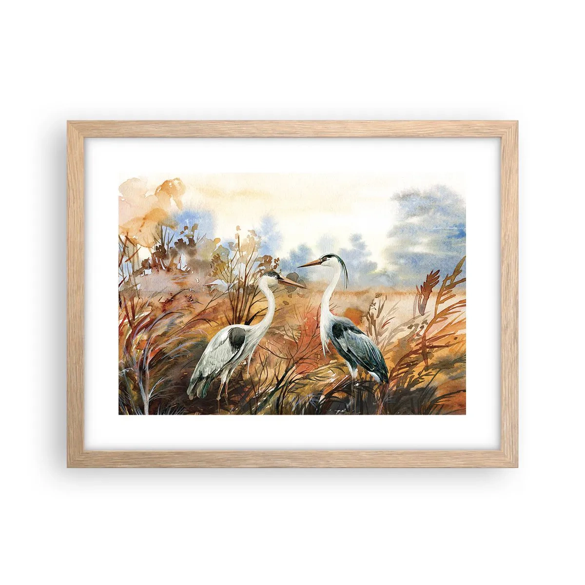 Plakat i ramme af lyst egetræ - Hvor skal vi hen om efteråret? - 40x30 cm