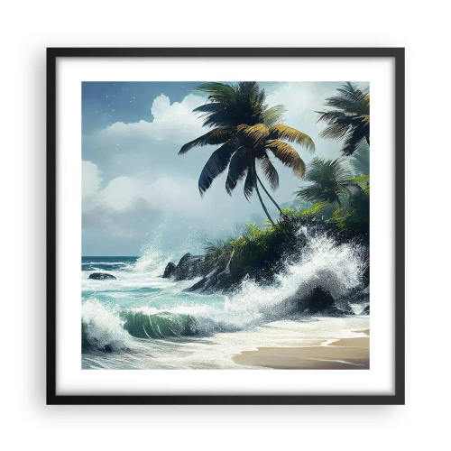 Plakat i sort ramme - På en tropisk strand - 50x50 cm