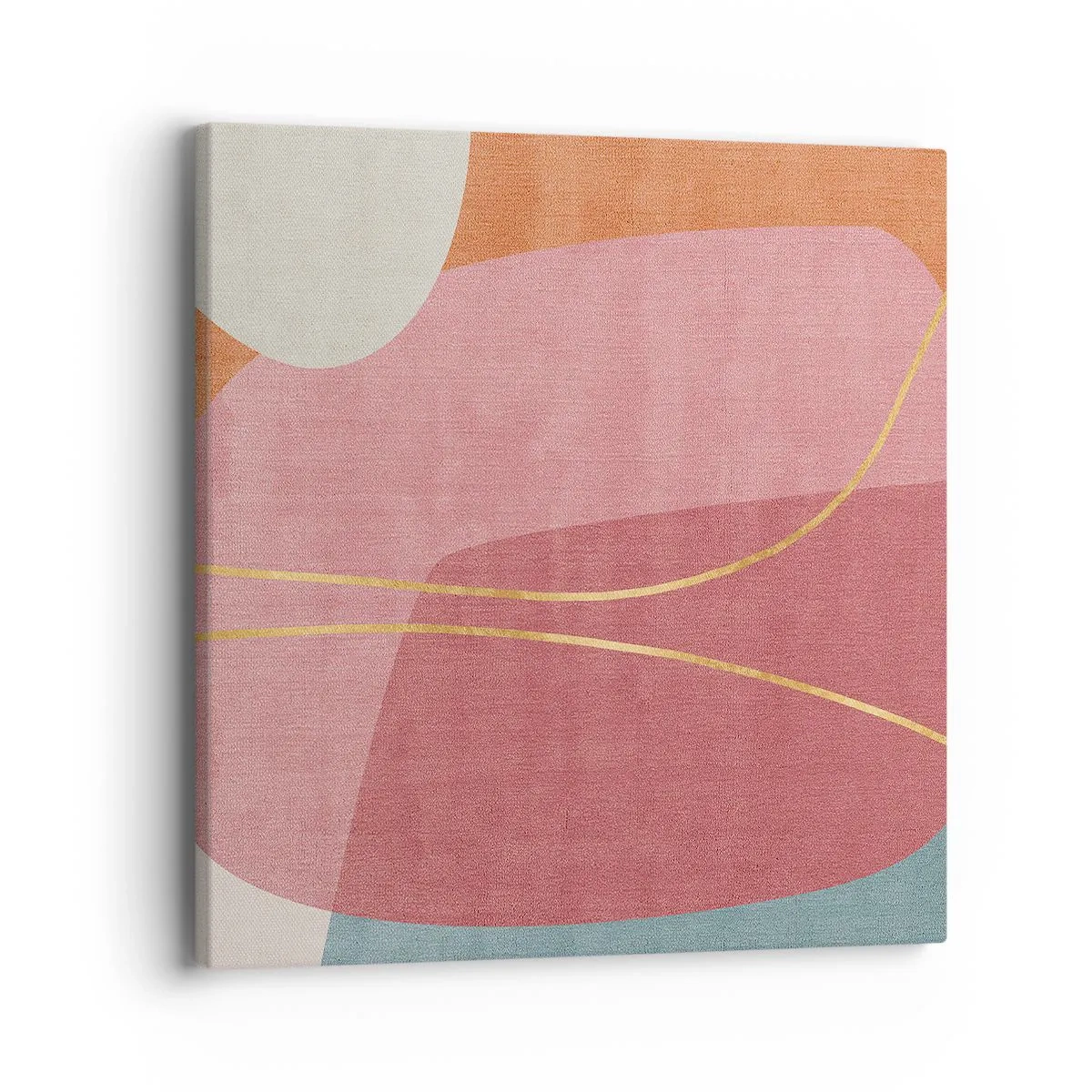 Lærredstryk - Billede på lærred - Pastelkomposition med guldtråd - 40x40 cm