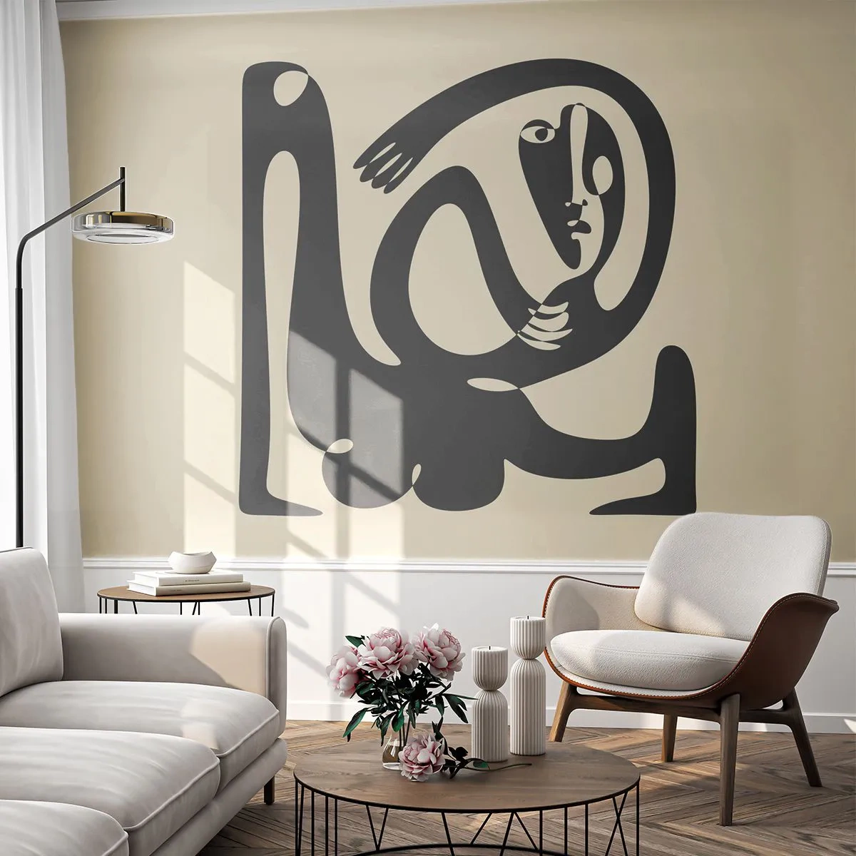 Fototapet Premium Canvas - Næsten Picasso - Abstraktion, Stykke, Grafik - 250x175 cm