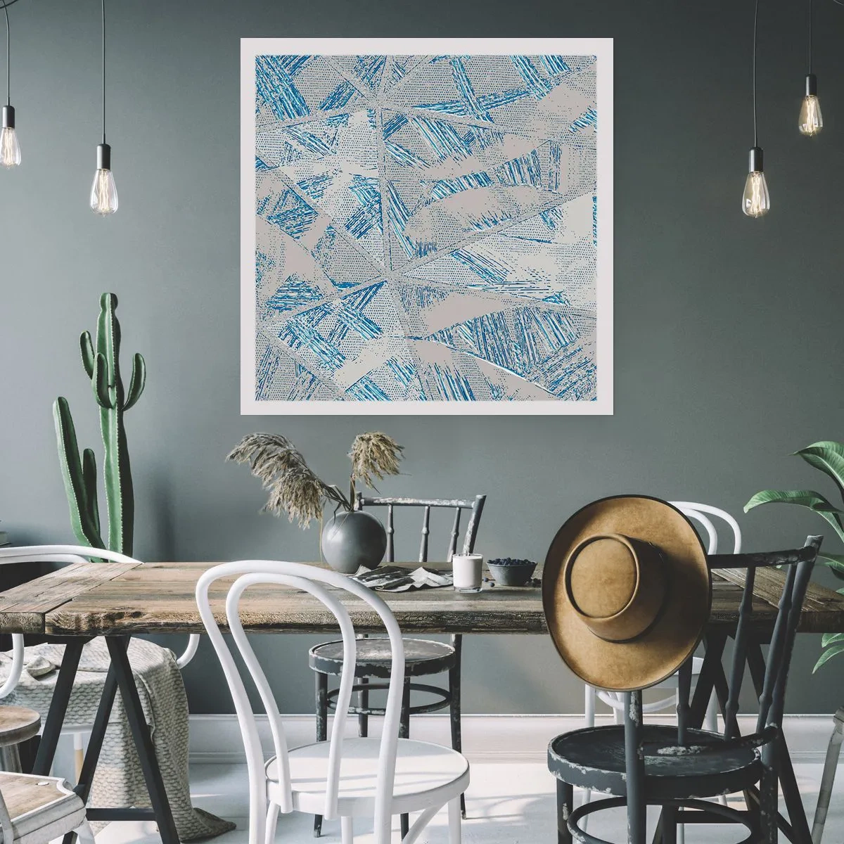 Plakat - I en gråblå labyrint - 50x50 cm